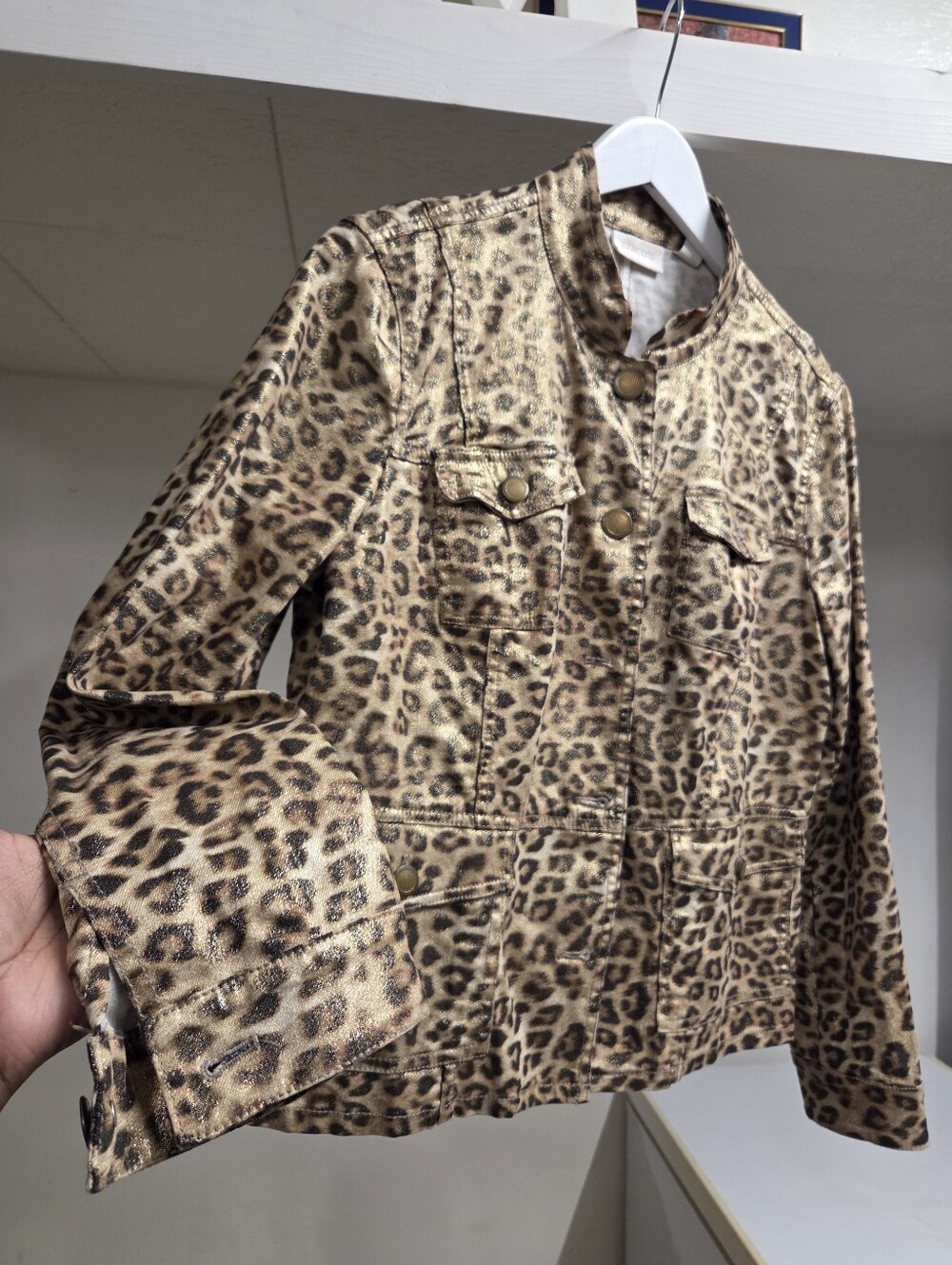 Leopard Print Women's Button-Front Jacket - Tan/Brown✨️